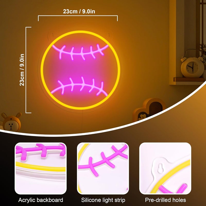OkiyiD Softball Neon Sign - Dimmable Sport Wall Decor With USB Power, Softball Gifts for Girls 8-12, LED Neon Lights for Girls Cave College Dorm Softball Fan Accessories Stuff - Image 4